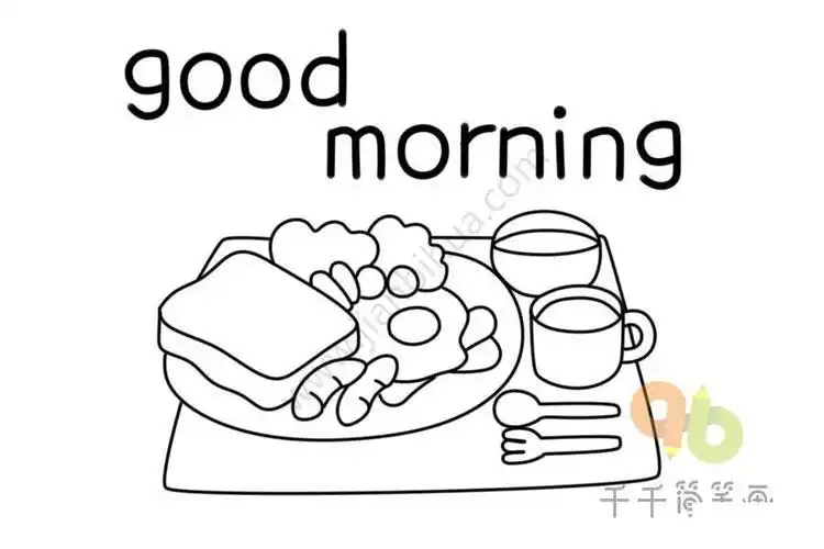 小学生买早餐的简笔画