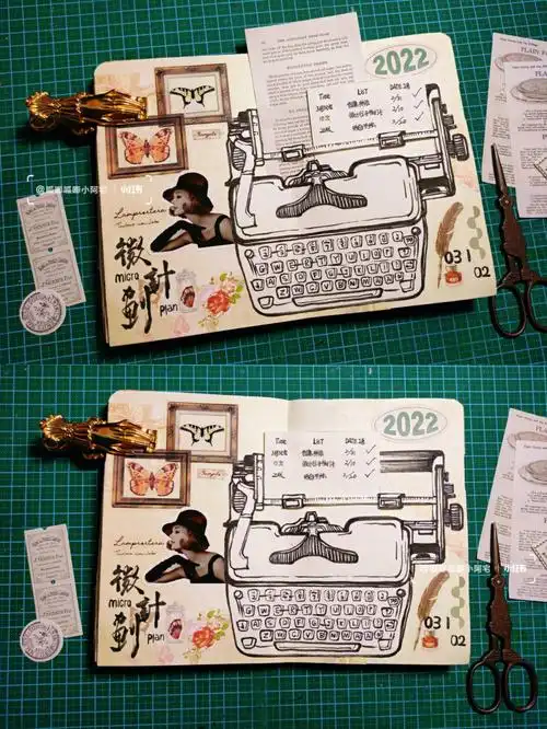 复古小机关打字机划动页手帐