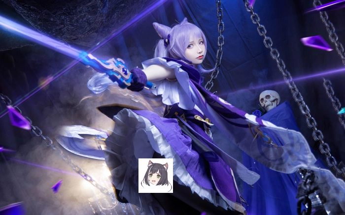 原神绝美cosplay甘雨黑色史莱姆引人注目刻晴展示屁斜剑法