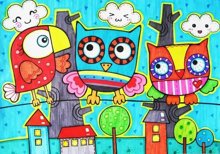 简笔画场景动物世界色彩简笔画幼儿卡通动物系列简笔画怎么画色彩简笔