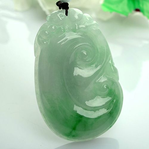 蝶灿 玉如意吊坠缅甸翡翠a货大号飘花项链男女冰糯种福贝玉石挂 件