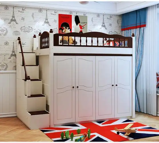 上床下柜 儿童衣柜床多功能一体床男女孩柜上床成人衣帽间床组合床上