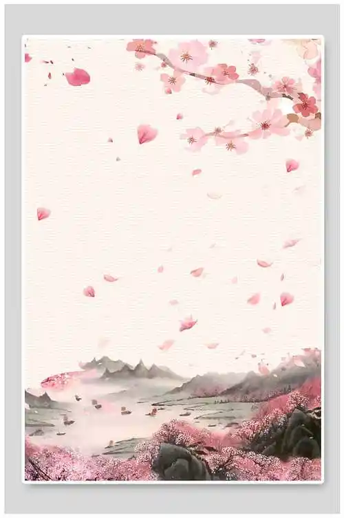 古风落花国风背景