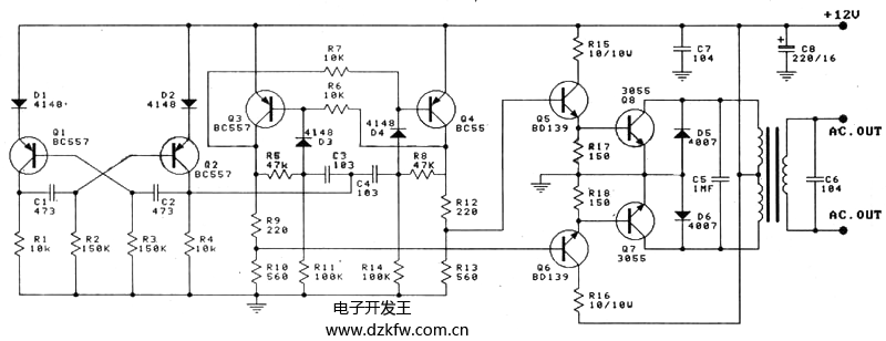 100w简易12v转220v逆变器电路图(含pcb图)