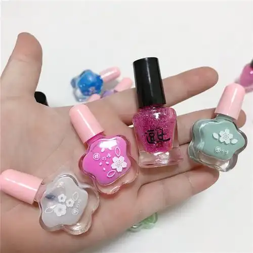 可剥可撕拉儿童指甲油水性女孩玩具彩色指甲油亮闪可洗防水美甲十二