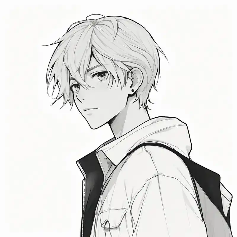 96侧脸男生黑白素描头像78