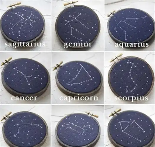 刺绣达人,手工diy制作十二星座梦幻星空图的教程