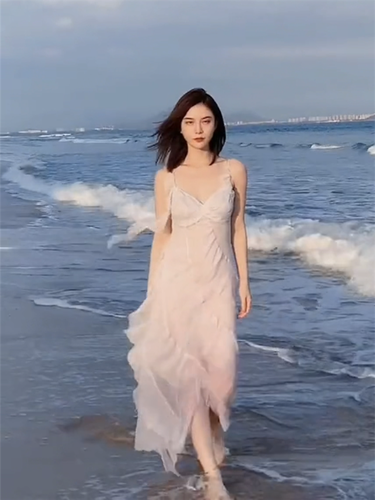 抖音李星儿同款春夏秋气质度假拍照仙女裙子三亚海边沙滩吊带长裙