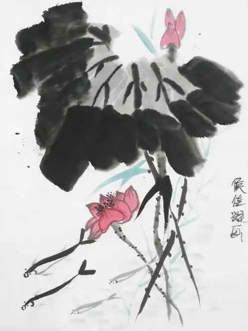 圆梦画室一部中级班2017年春季写意花鸟画作品