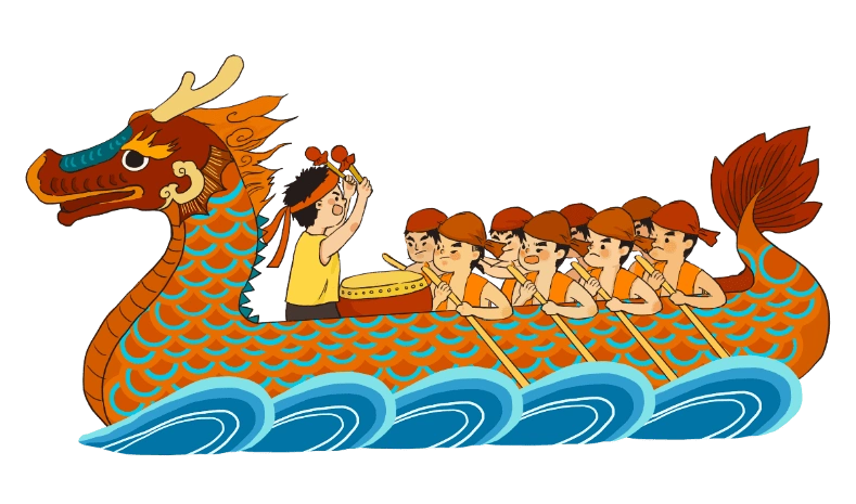 简笔画2分钟画出端午节龙舟和粽子端午节赛龙舟可爱的粽子简笔画图