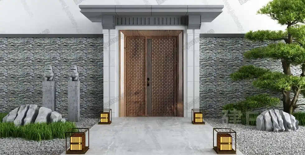 大门模型下载_3d新中式庭院景观大门max模型免费下载_建e室内设计网