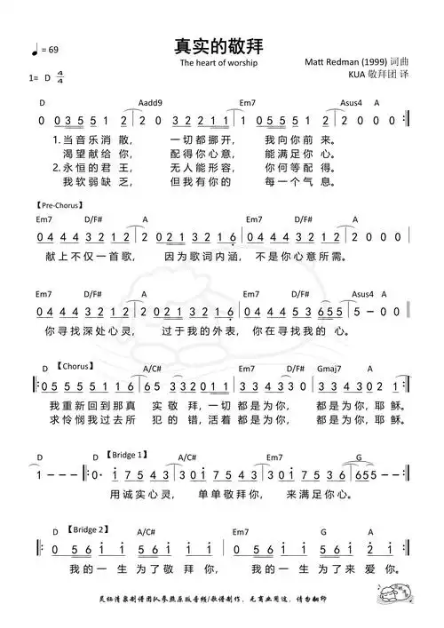 第885首真实的敬拜theheartofworship和弦简谱