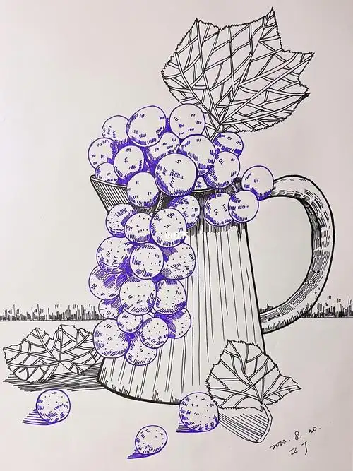 线描静物线描画