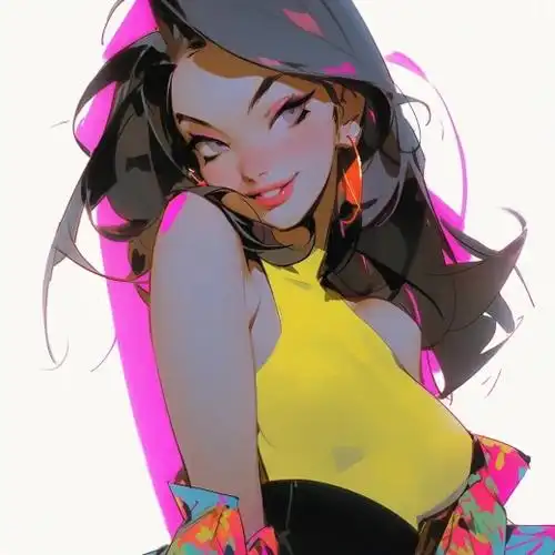 时尚漫画风格女孩:用霓虹色彩搭配漫画笔触,展现潮流感