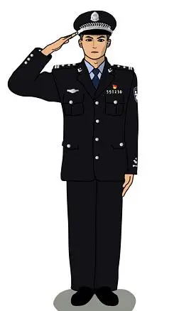 男插画|手绘男警察敬礼制服公安民警人民警察