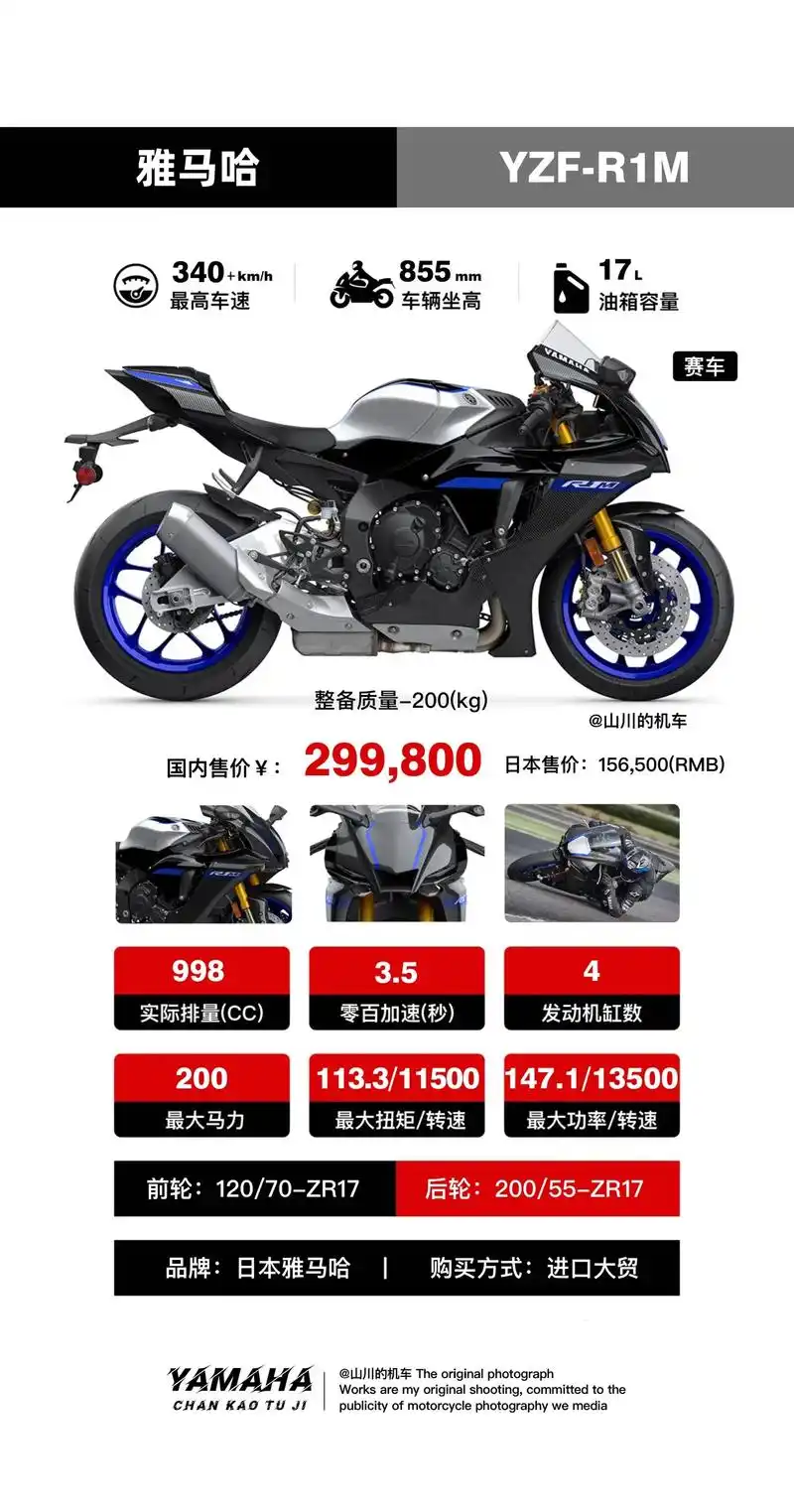 雅马哈最新发布yzf-r1m,公布国内售价为299800,作 - 抖音