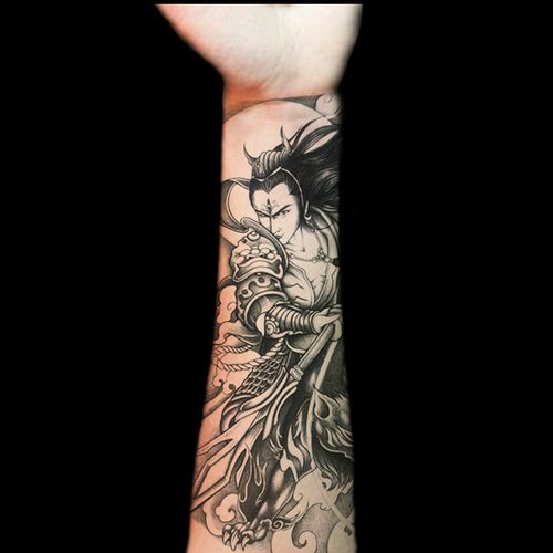 纹身贴二郎神 防水男花臂半臂 网红纹身贴刺青手臂男女持久纹身贴