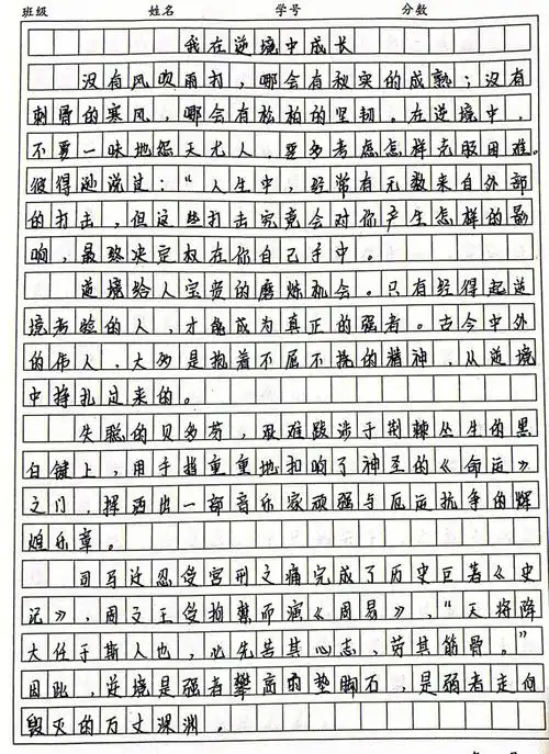 优质作文我在逆境中成长