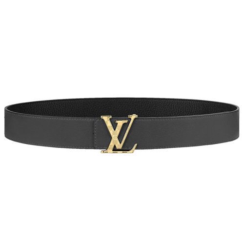 louis vuitton/路易威登 男士黑色和灰色小牛皮金扣双面腰带40毫米m03