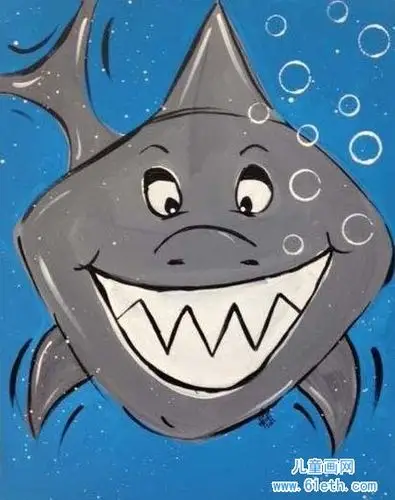 巨齿鲨儿童绘画美术作品欣赏
