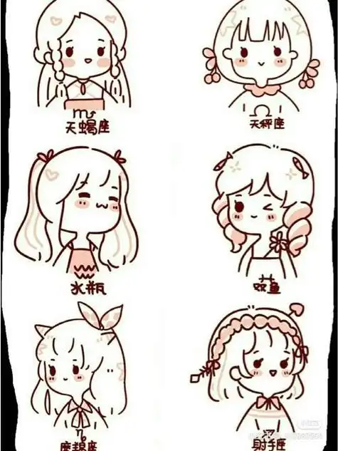 12星座怎么画 手账-养娃家12星座简笔画画法十二星座简笔画汉服古装