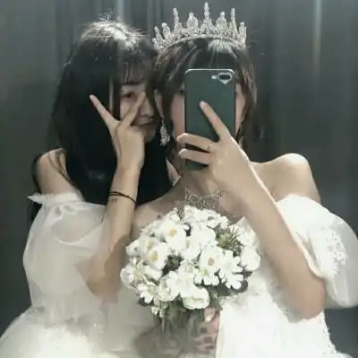 闺蜜头像婚纱头上