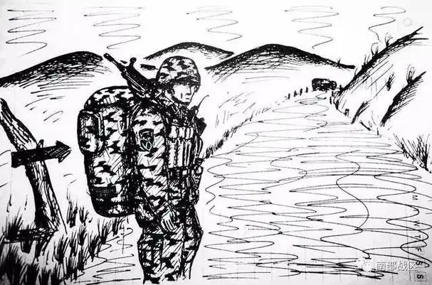 军人背影的简笔画