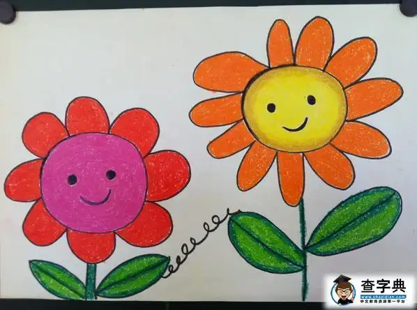 春天儿童画教师范画-美丽的花儿