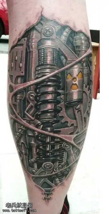 腿部发电机机器纹身图案