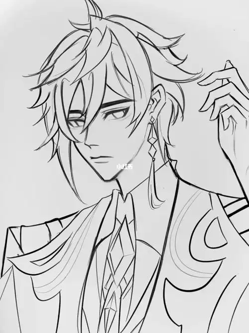 小线稿#绘画  #原神钟离  #procreate