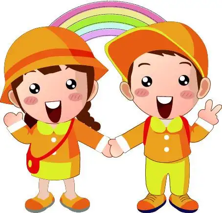 儿童插画手拉手(ai,矢量图)