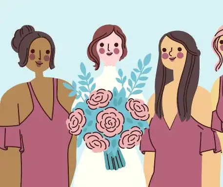 紫色卡通伴娘人物矢量素材