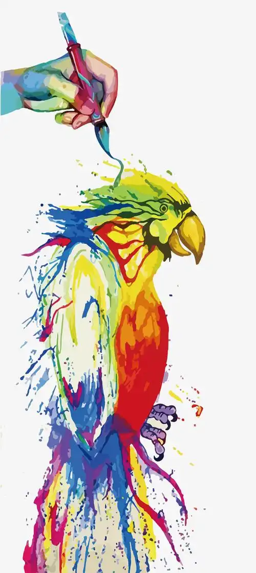 彩色绘画鹦鹉矢量图免抠素材免费下载_觅元素51yuansu.com