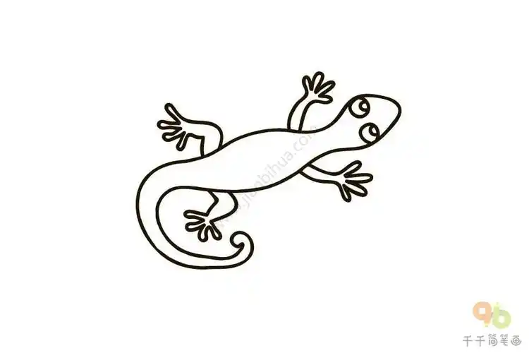 橘色壁虎简笔画