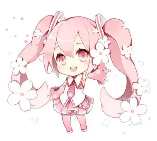 樱花 二次元 少女 q版 萌系 初音未来 动漫 插画 头像 qianxi丶