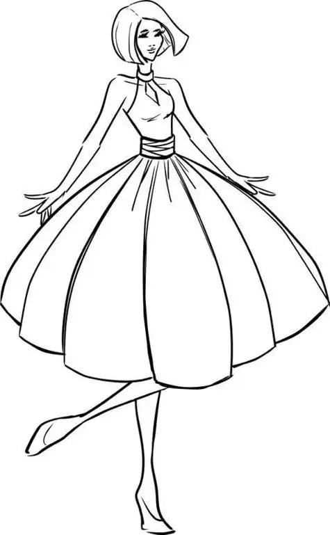 穿短裙的女孩简笔画