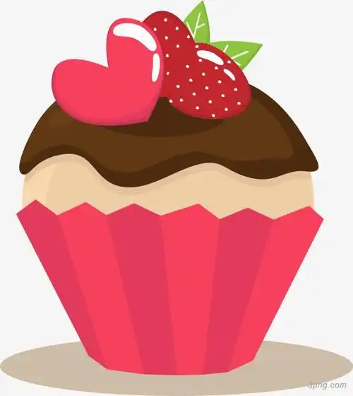 草莓纸杯蛋糕png素材透明免抠图片-其他元素