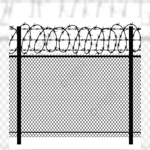 铁丝网的例证jai的监狱隐私金属栅栏与铁丝网矢量无缝黑色剪影