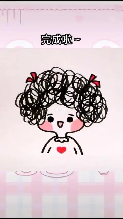 爆炸头卡通人物简笔画