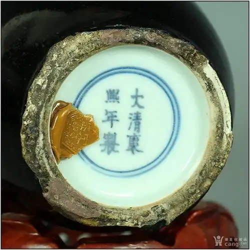 包真包老价超低!全品相大清康熙年制款乌金釉棒槌瓶