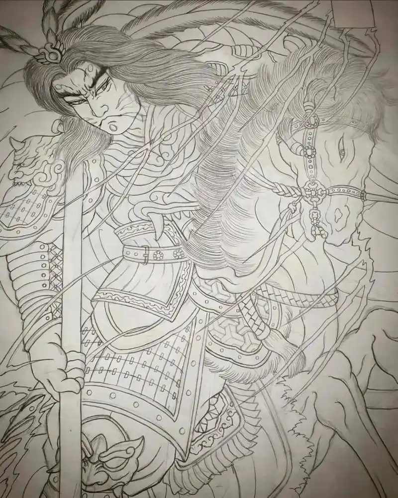 纹身手稿 #满背纹身 #吕布纹身 #满背纹身手稿 #手稿分 - 兑趑