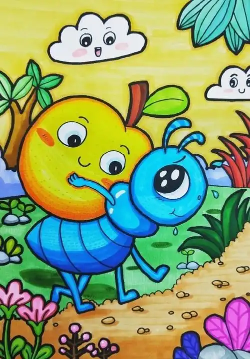 卡通儿童画 考级临摹素材画#色彩##水粉画##手稿