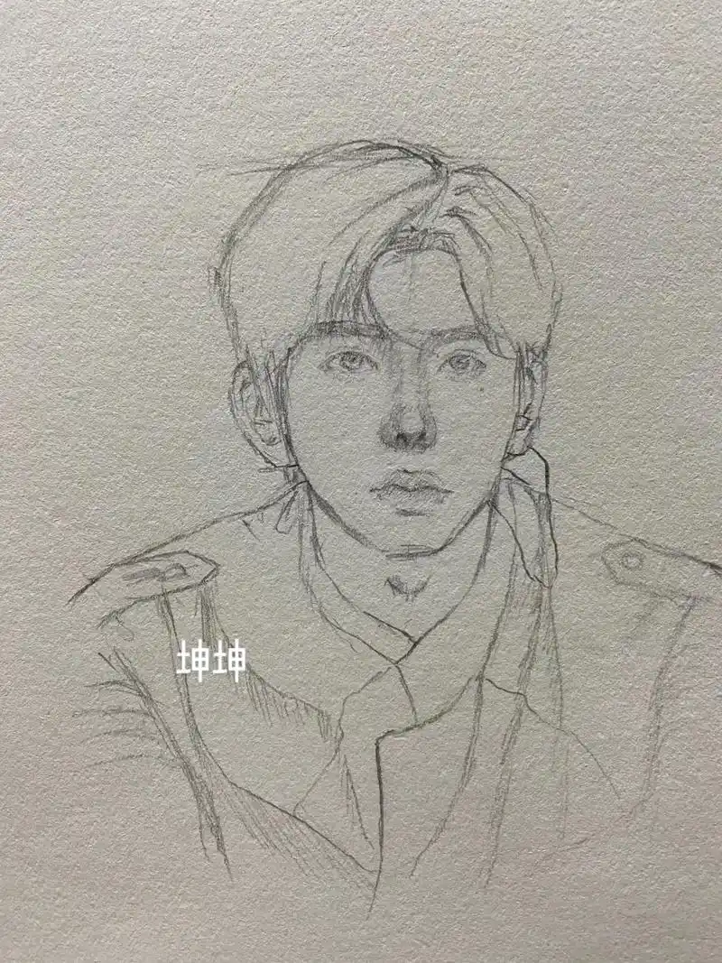 手绘 #画渣日常 #人物肖像 #蔡徐坤#每日一画  小黑子 - 抖音