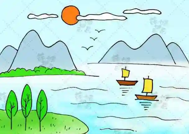 线条画简单 用几根简单的线条就能画出漂亮的风景画简笔画快来试试吧