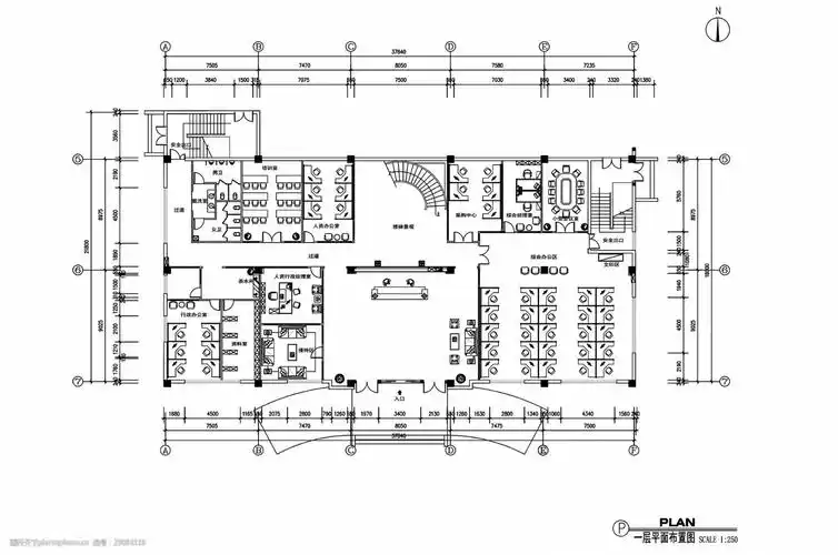 现代办公空间室内设计平面布置图