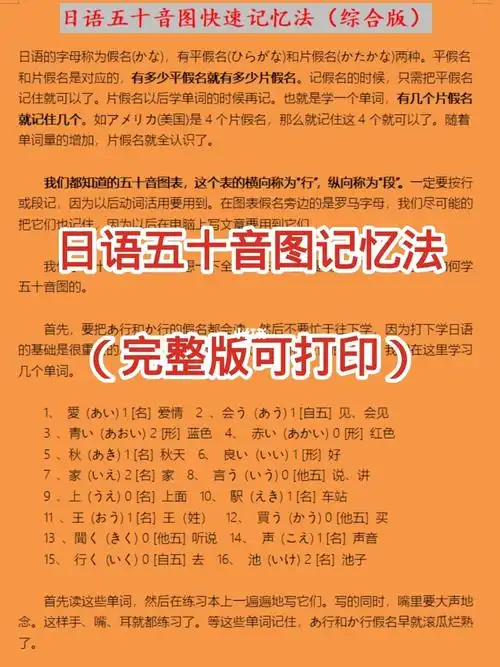 日语学习60五十音图快速记忆法完整版