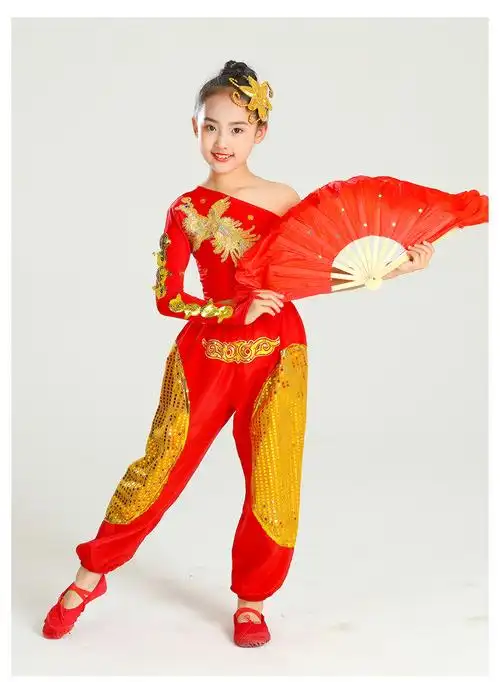 《少年志舞蹈服装民族演出服古典少儿童中国强则国强女童扇子xedeyjax