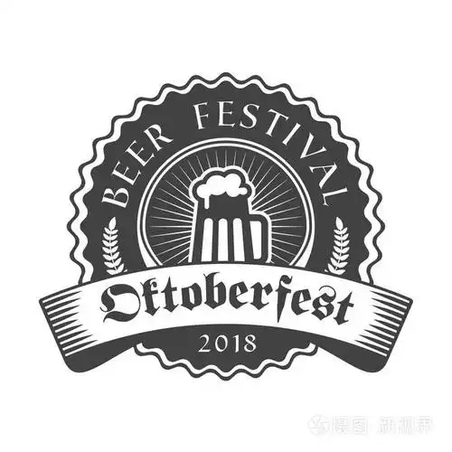 啤酒节复古式徽章,标签,会徽.黑色的白色背景.矢量插图.啤酒标签模板