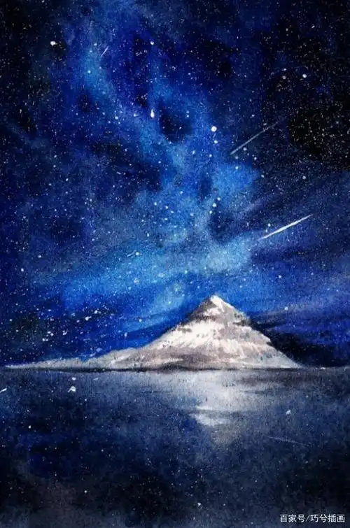 零基础学插画水彩水粉唯美星空画临摹素材图片分享