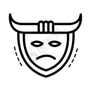 武士面具图标线条样式将军向量品红图片素材